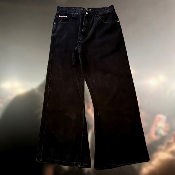 vintage y2k southpole black jeans custom baggy studded red tab - Picture 2 of 8